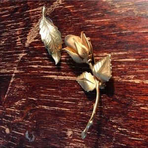 Vintage Gold Tone Leaf and Flower Pins